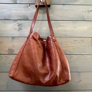 American Leather Co Embossed Satchel